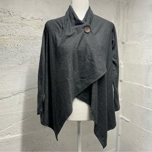 Bobeau Charcoal Gray Drape Cardigan